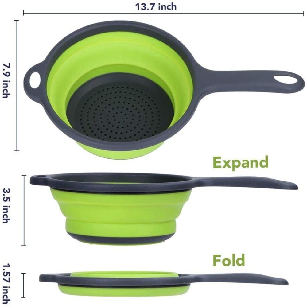 Foldable Space-Saving Silicone Colander Strainer Colander Dish Drainer Draini...
