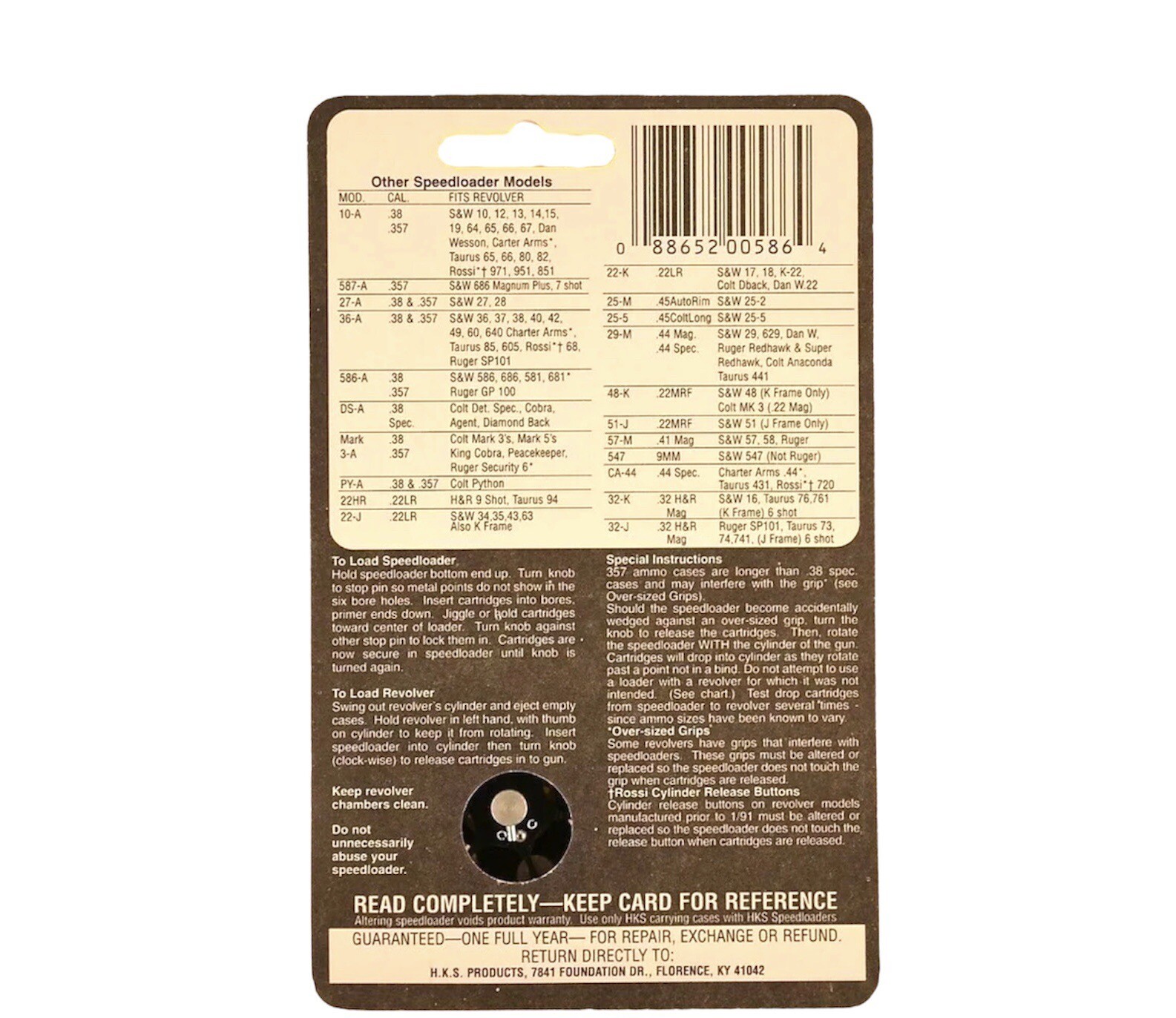 HKS MK.3-A MK3A Speed Loader fits 6 shot 38 357 COLT MK3, MK5, King Cobra others