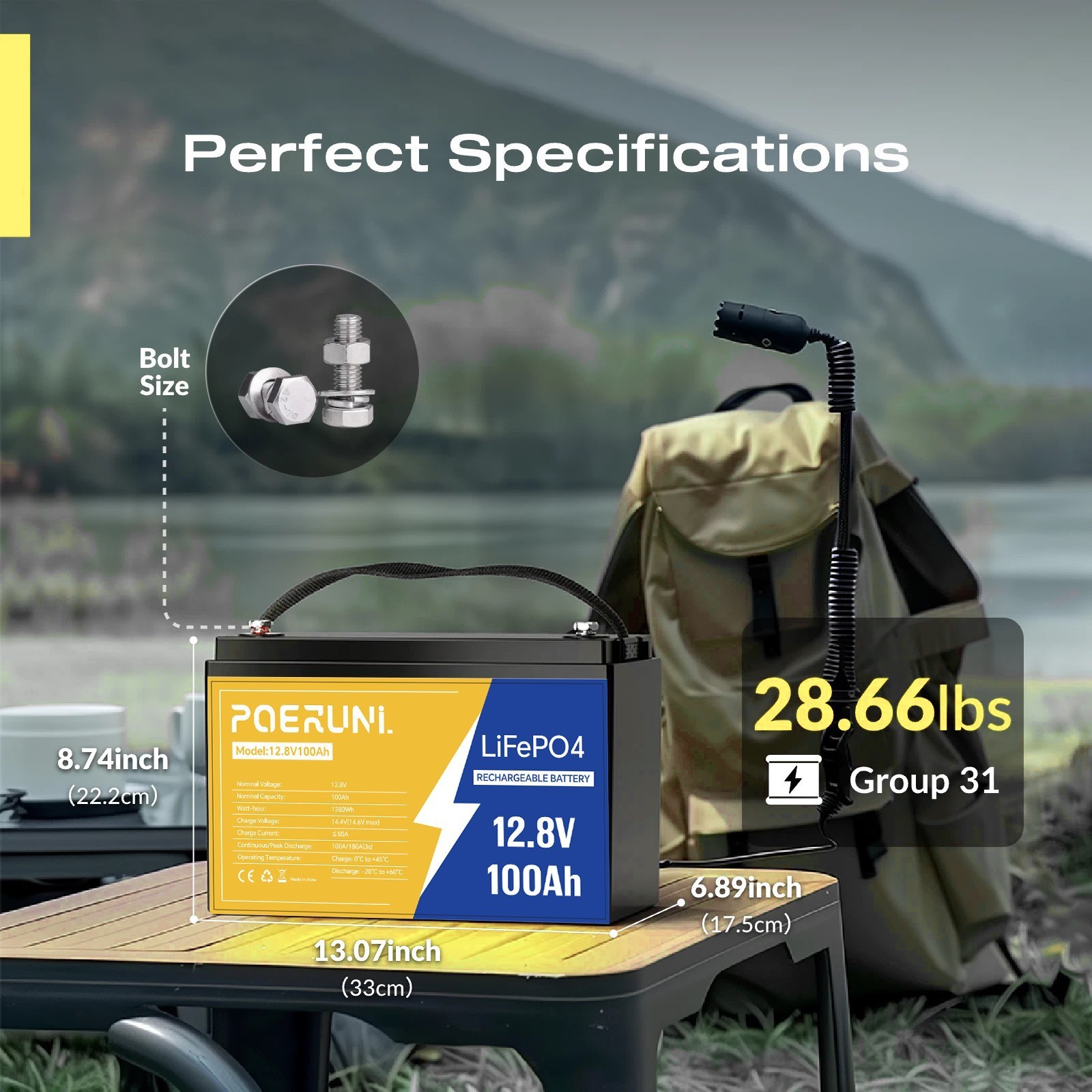 12V 100Ah LiFePO4 Lithium Battery 100AH BMS Solar Deep Cycle RV Camper Marine RV