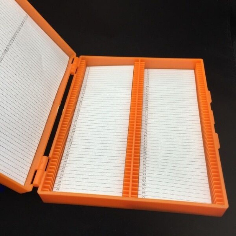 1pc Plastic Microscope Slides Storage Box 100pcs Pathological Slides Holder Case