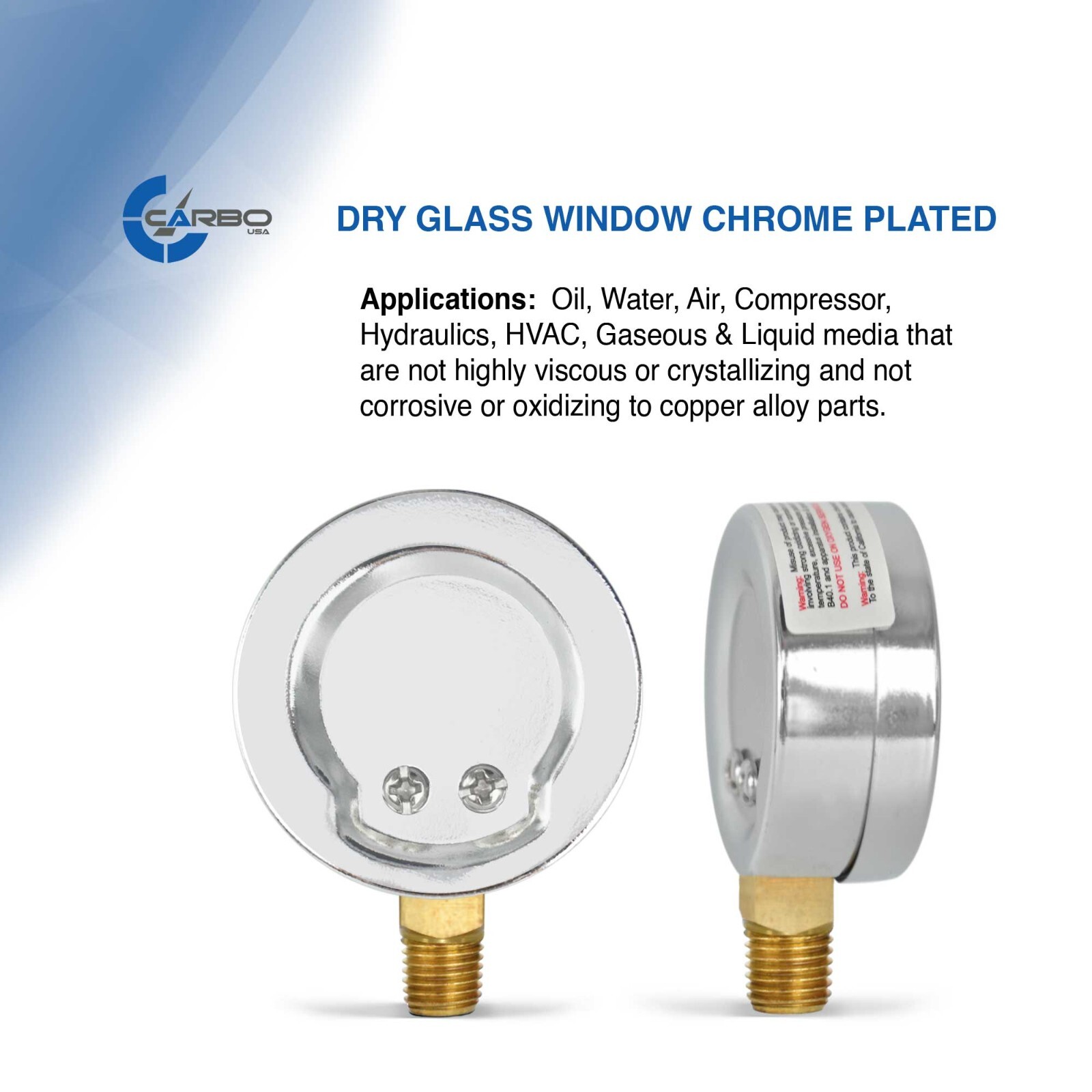 2-1/2" Vacuum Gauge - Chrome Plated Steel Case, 1/4"NPT, Lower Mnt. -30 inHg/0