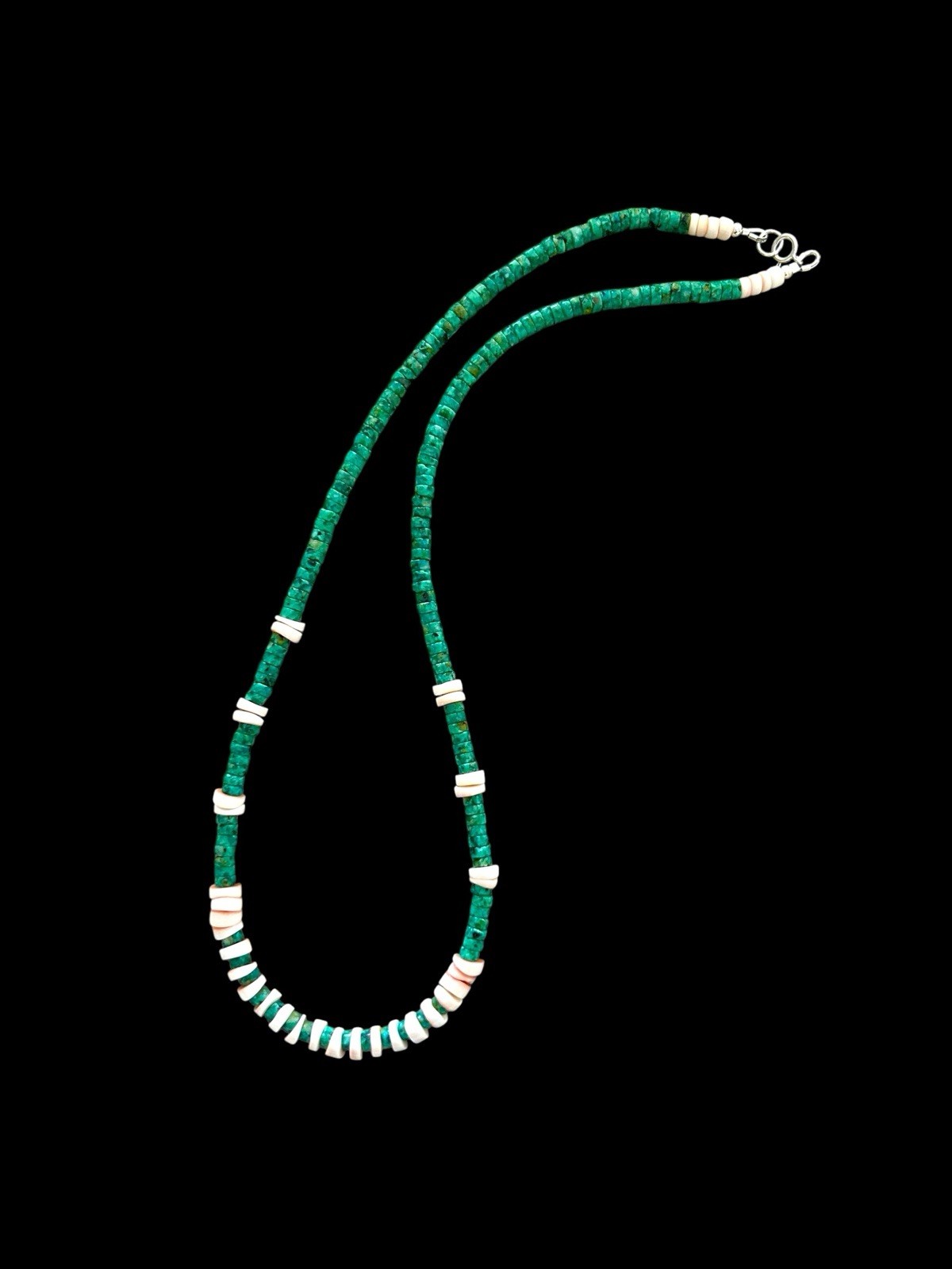 Native American Turquoise and Luhuanus Shell Heishi Necklace