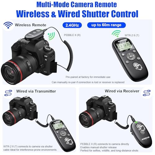 AODELAN Canon Cameras Rechargeable Timer Shutter Release Remote Control with LCD