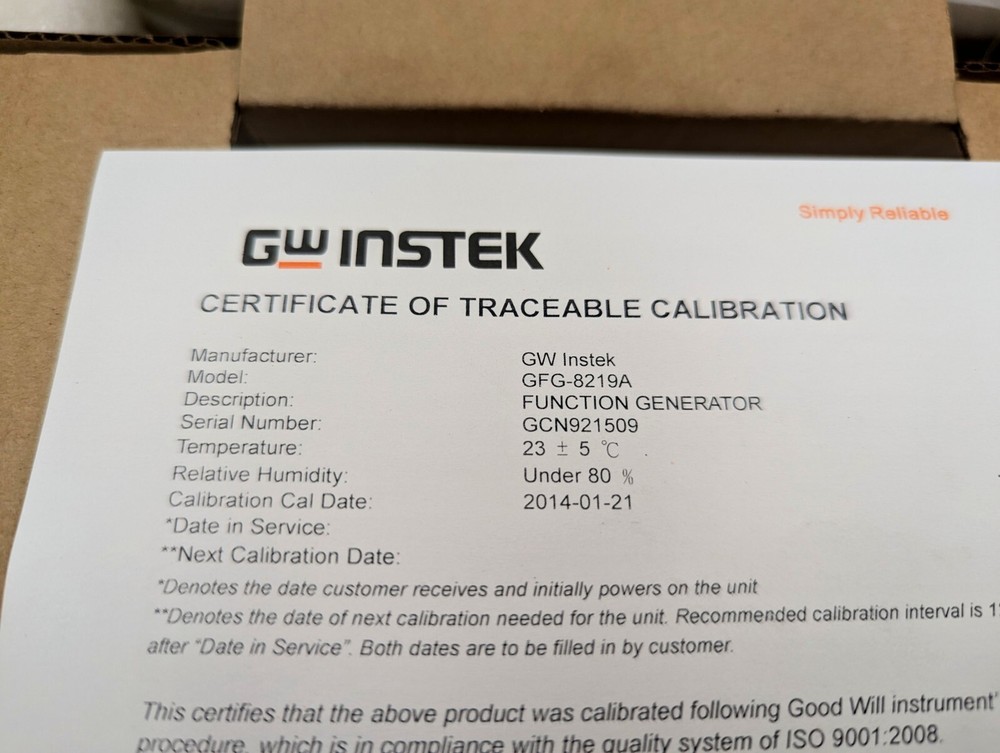GW INSTEK GFG-8219A Function Generator, 3MHz, 6-Digits, Analog