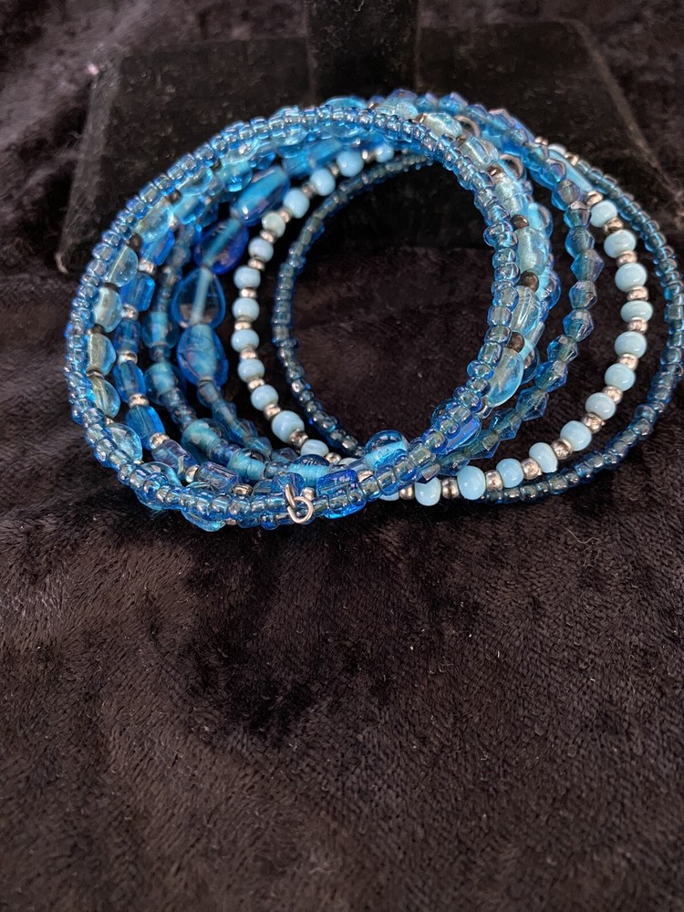 Handmade Multi Bead Memory Wire Bracelet