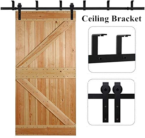 5-12FT Ceiling Bracket Mount Sliding Barn Door Hardware for Single/ Double Door
