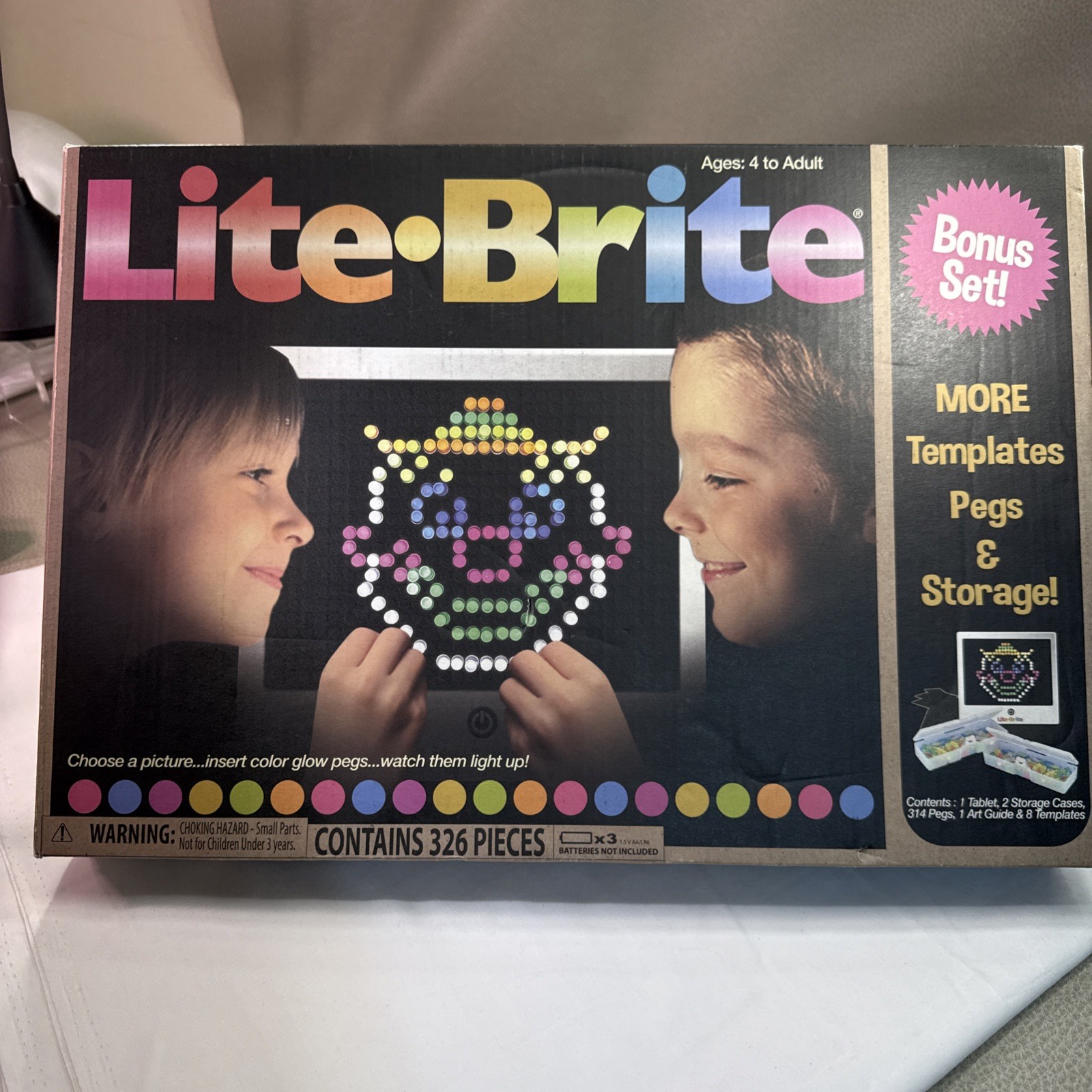 Basic Fun LITE Brite Magic Screen Light Bright 326  Pieces Bonus Set