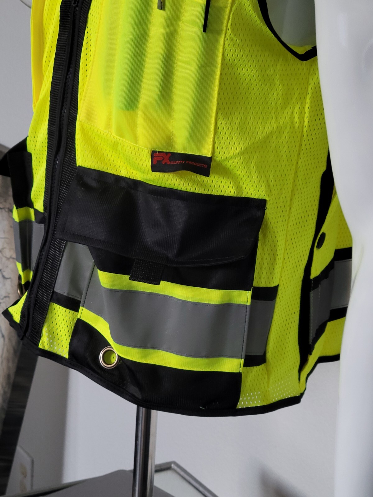 FX Green Surveyors Safety Vest with Zipper, Large Plan Pocket