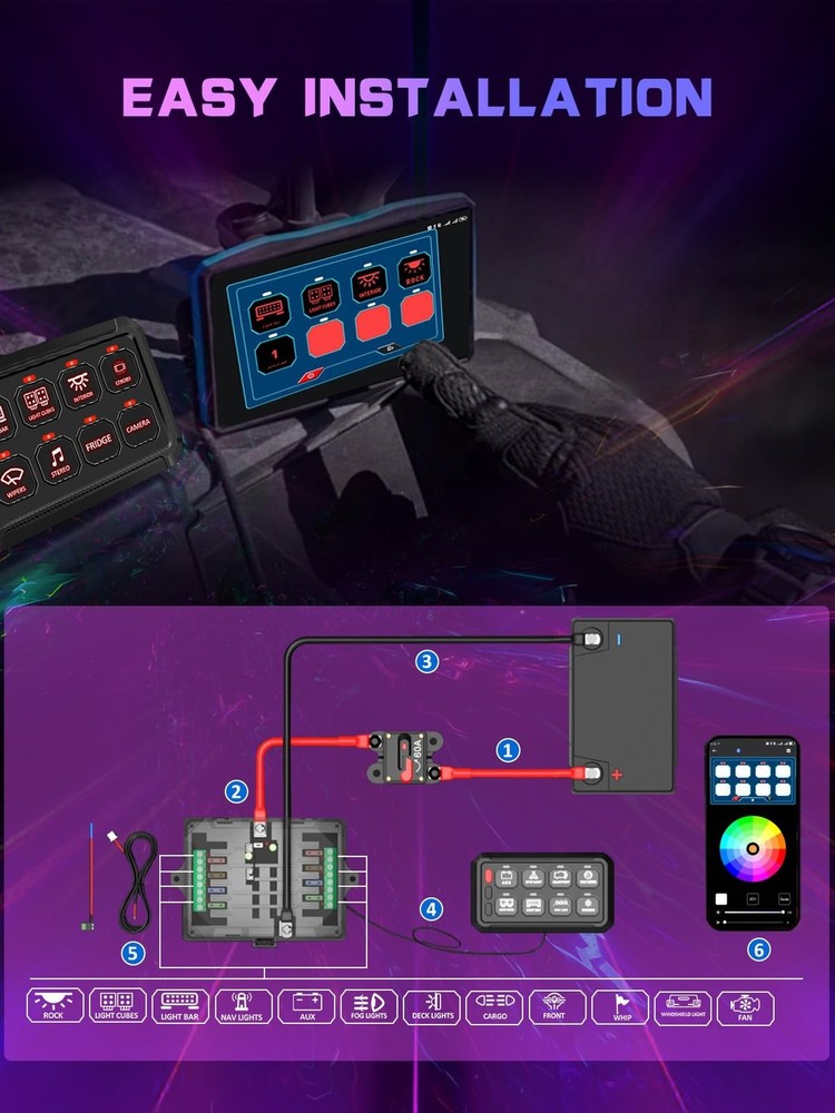 Chelhead 8 Gang Switch Panel APP Control with Electronic Relays, Universal Ci...