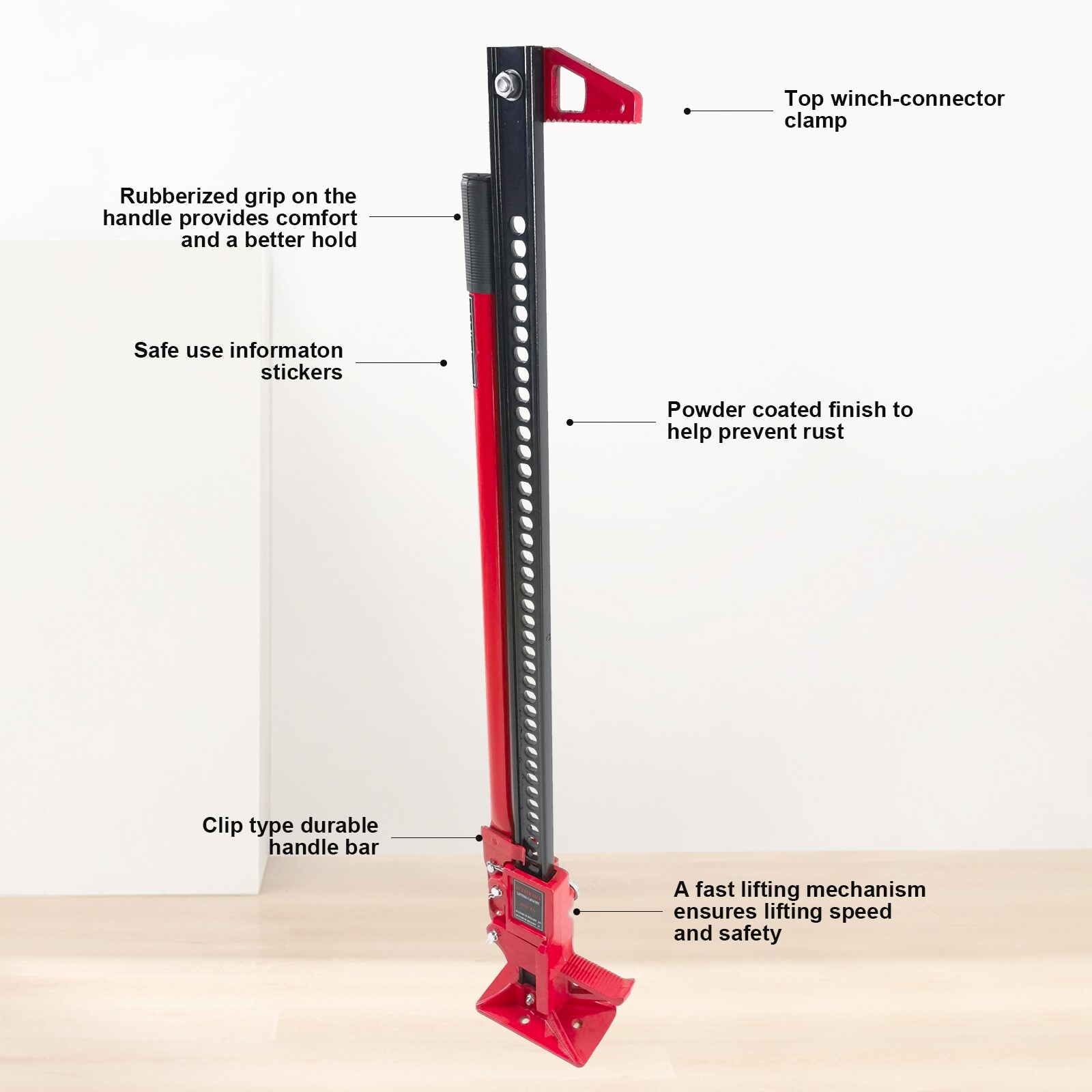 48" High Lift Ratcheting Off Road Utility Farm Jack 6000lbs/3Ton Capacity Red