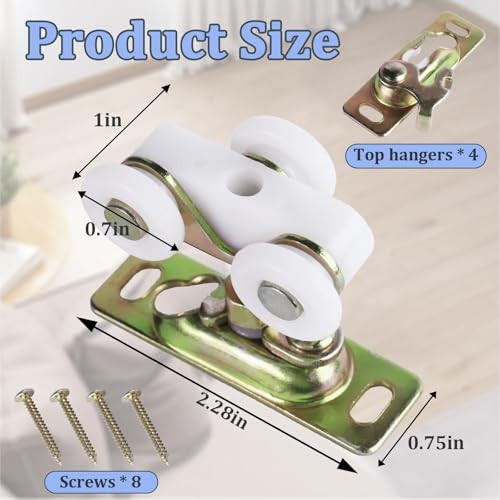 4Pcs Sliding Pocket Door Rollers Assembly for Johnson Part Hardware Kit,