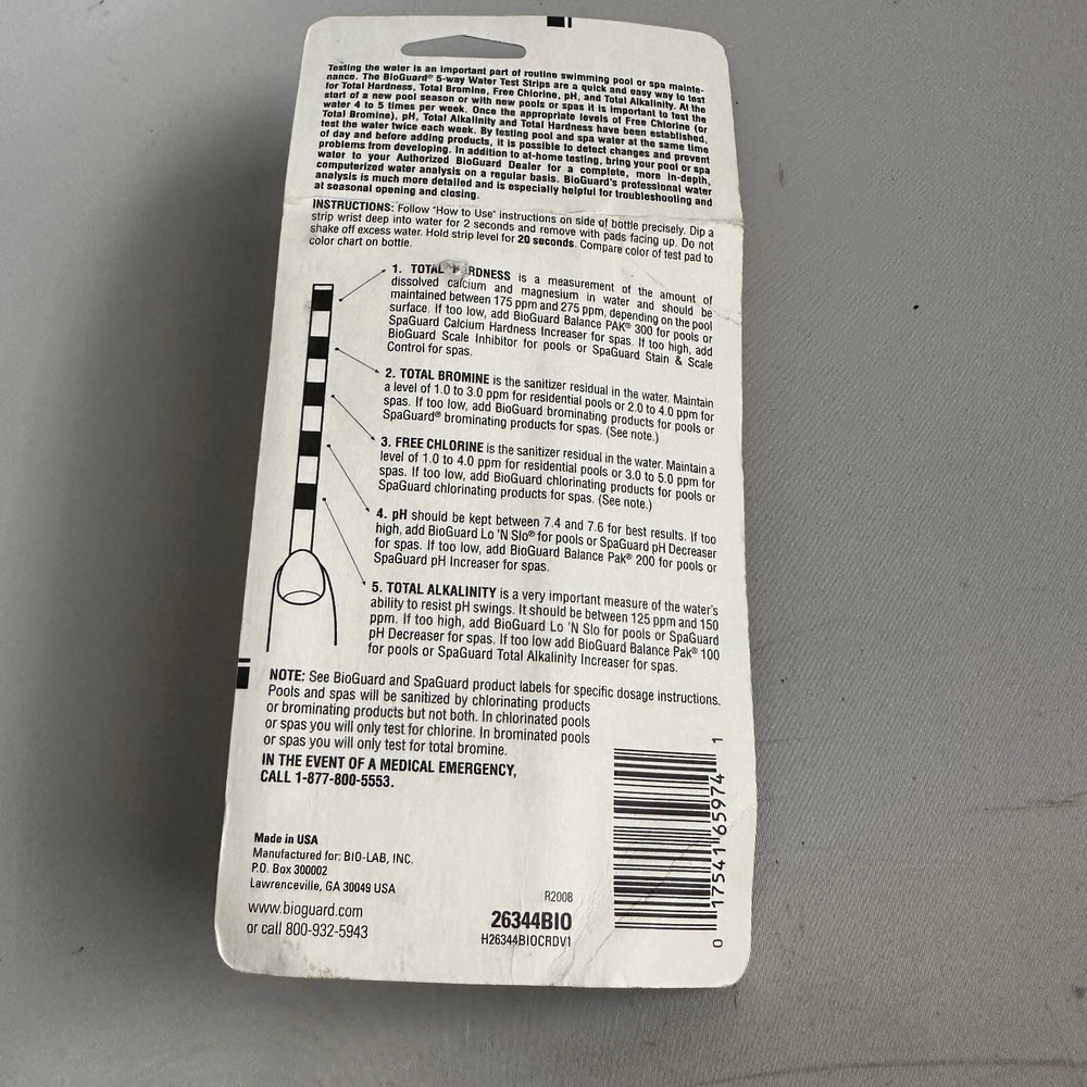 BioGuard 5-Way Test Strips 50 Count NEW Spa & Pool