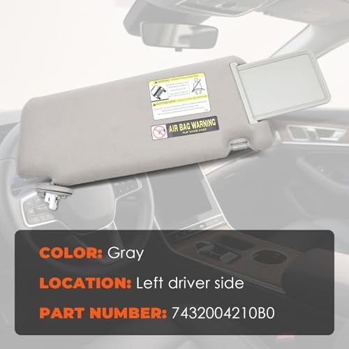 Light Gray Sun Visor Left Driver Side Compatible with Tacoma Light Gray (Left)