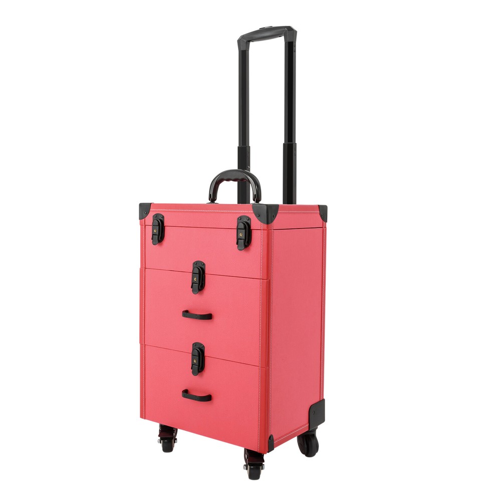 Cosmetic Storage Box & Lock Rolling Makeup Train Case, Makeup Organizer Suitcase