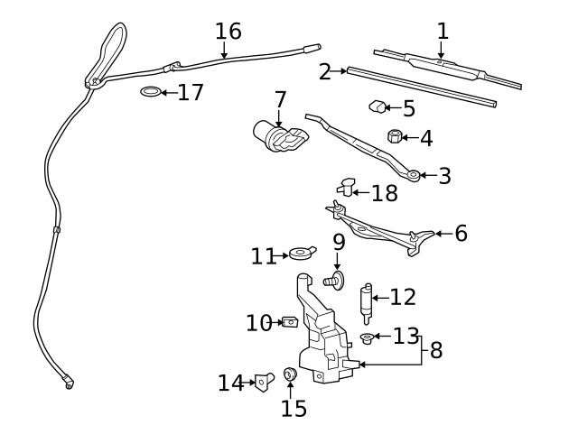 Genuine GM Driver Side Windshield Wiper Arm 20791463