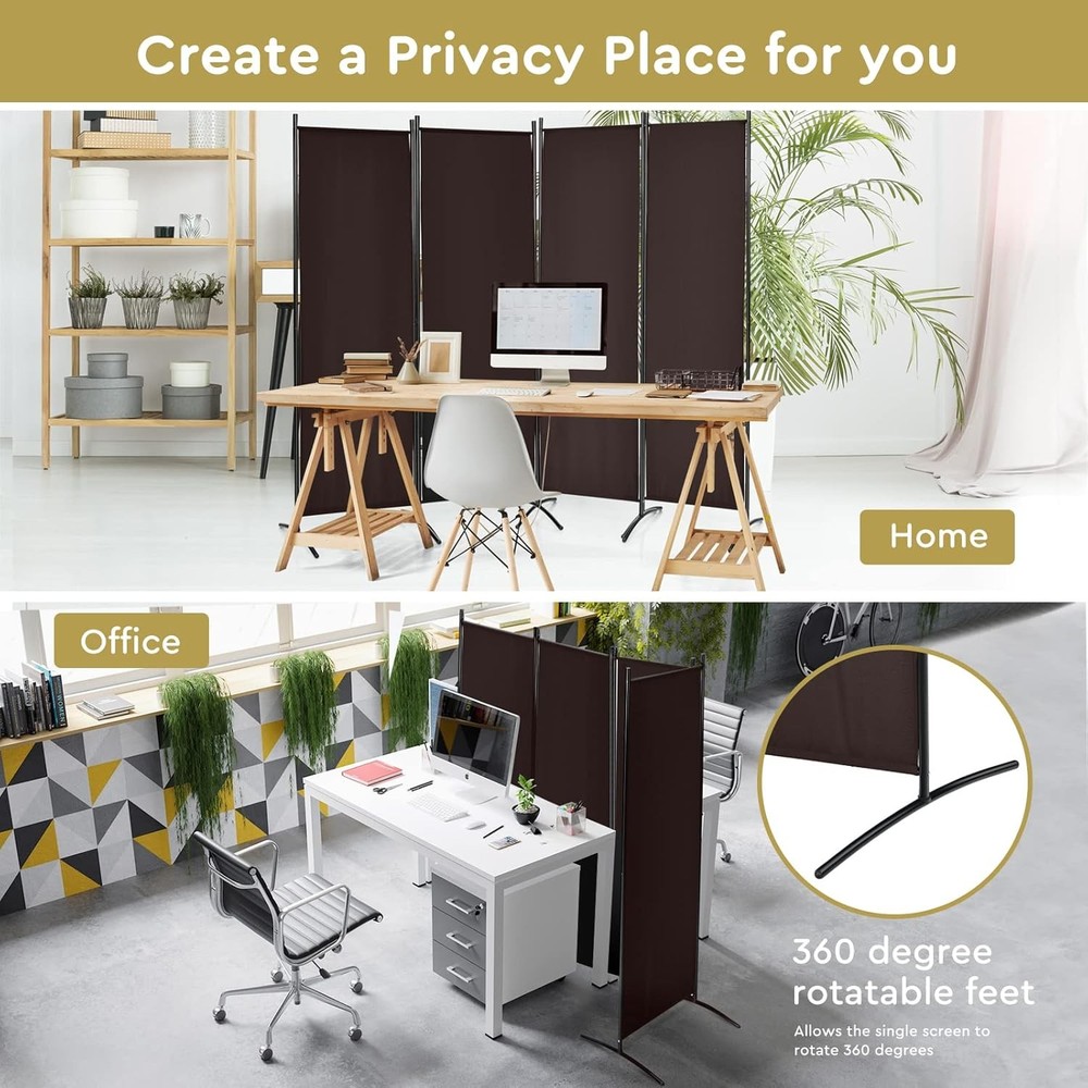 4 Panel Room Divider Folding Privacy Screen Room Partition 5.6 Ft Foldable