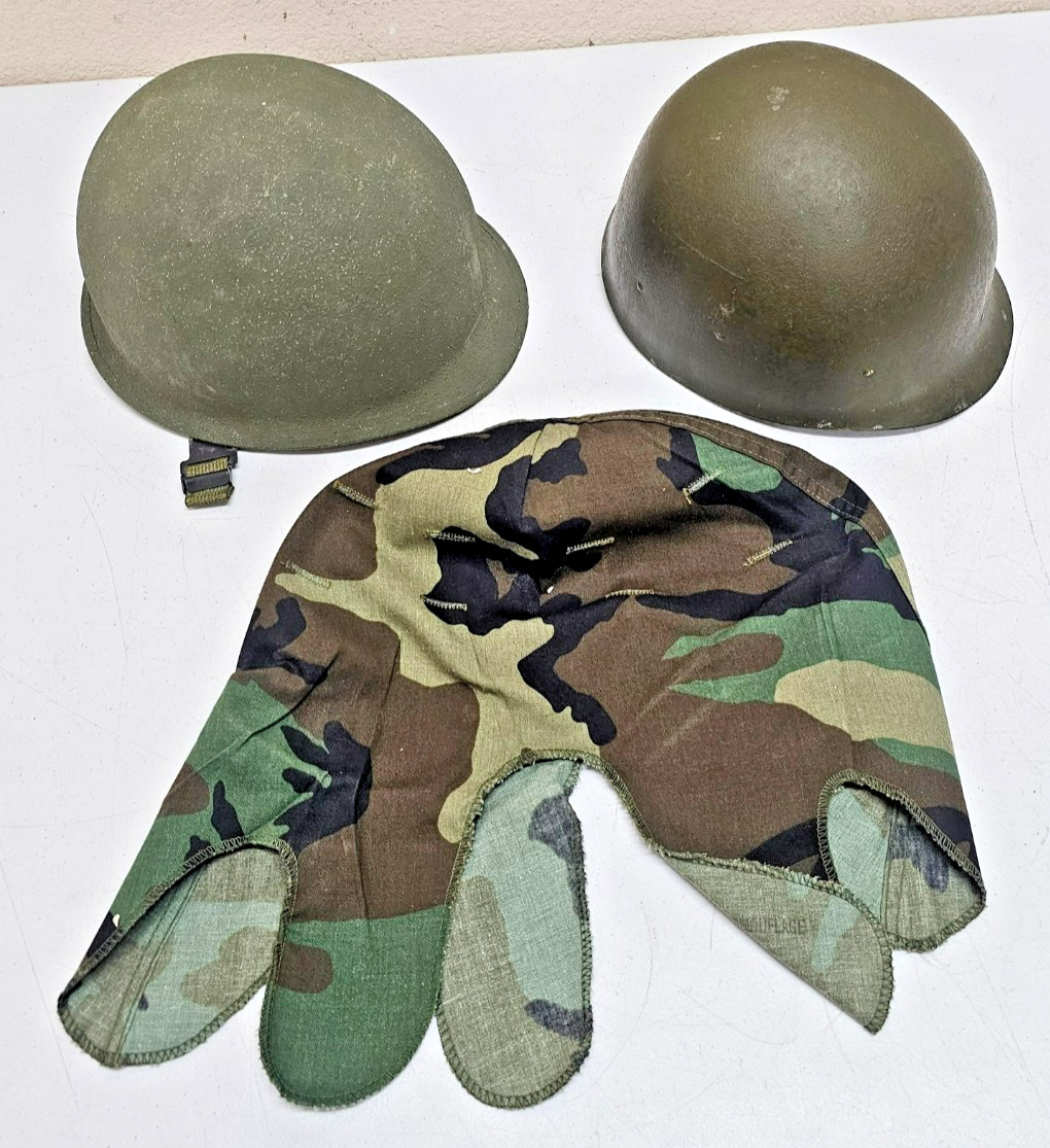 1950s US Army M1 Helmet w/ Green Metal Chinstrap & Liner