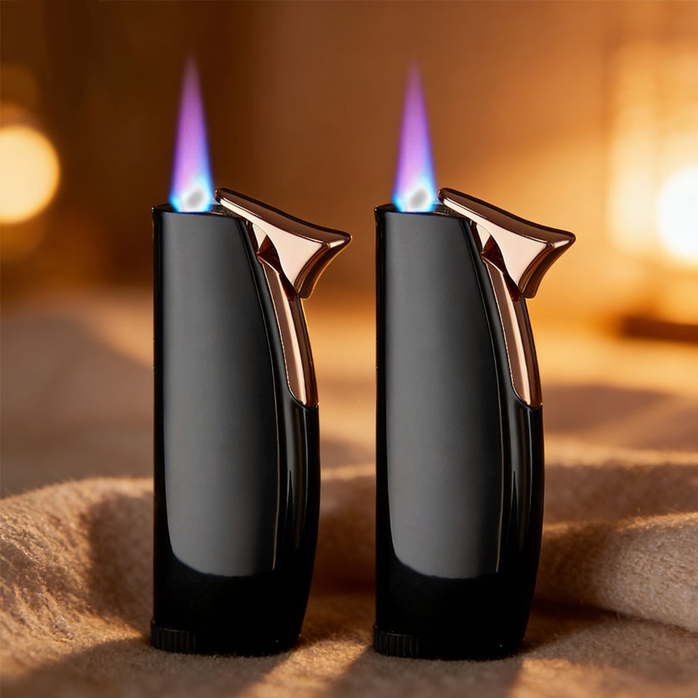 Stylish Compact Windproof Lighters 2 pcs Modern Mirror Effect Design Lightweight