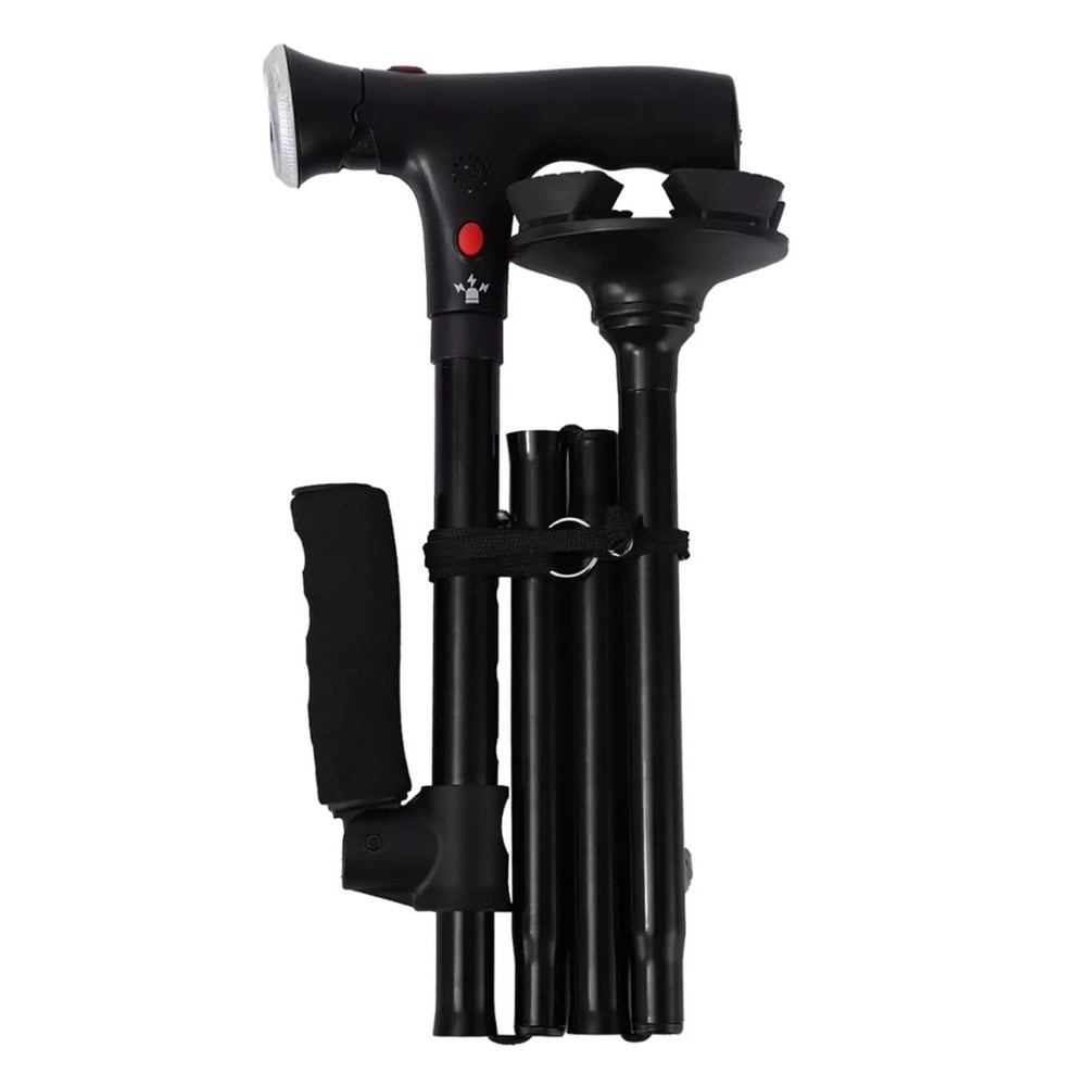 Portable Height-adjustable Walking Cane W/Side Handle Support 250lbs Capacity