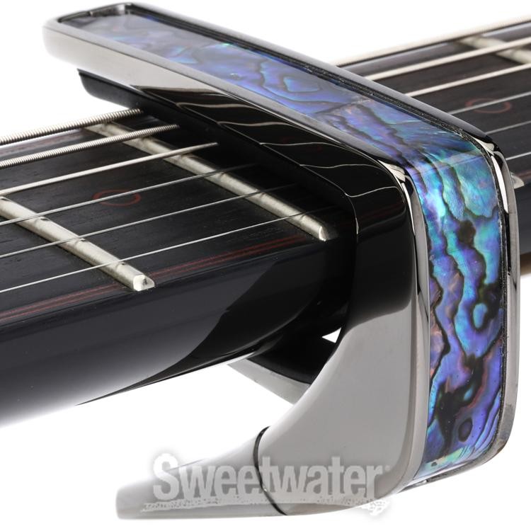 Thalia Shell Collection Capo - Black Chrome with Blue Abalone