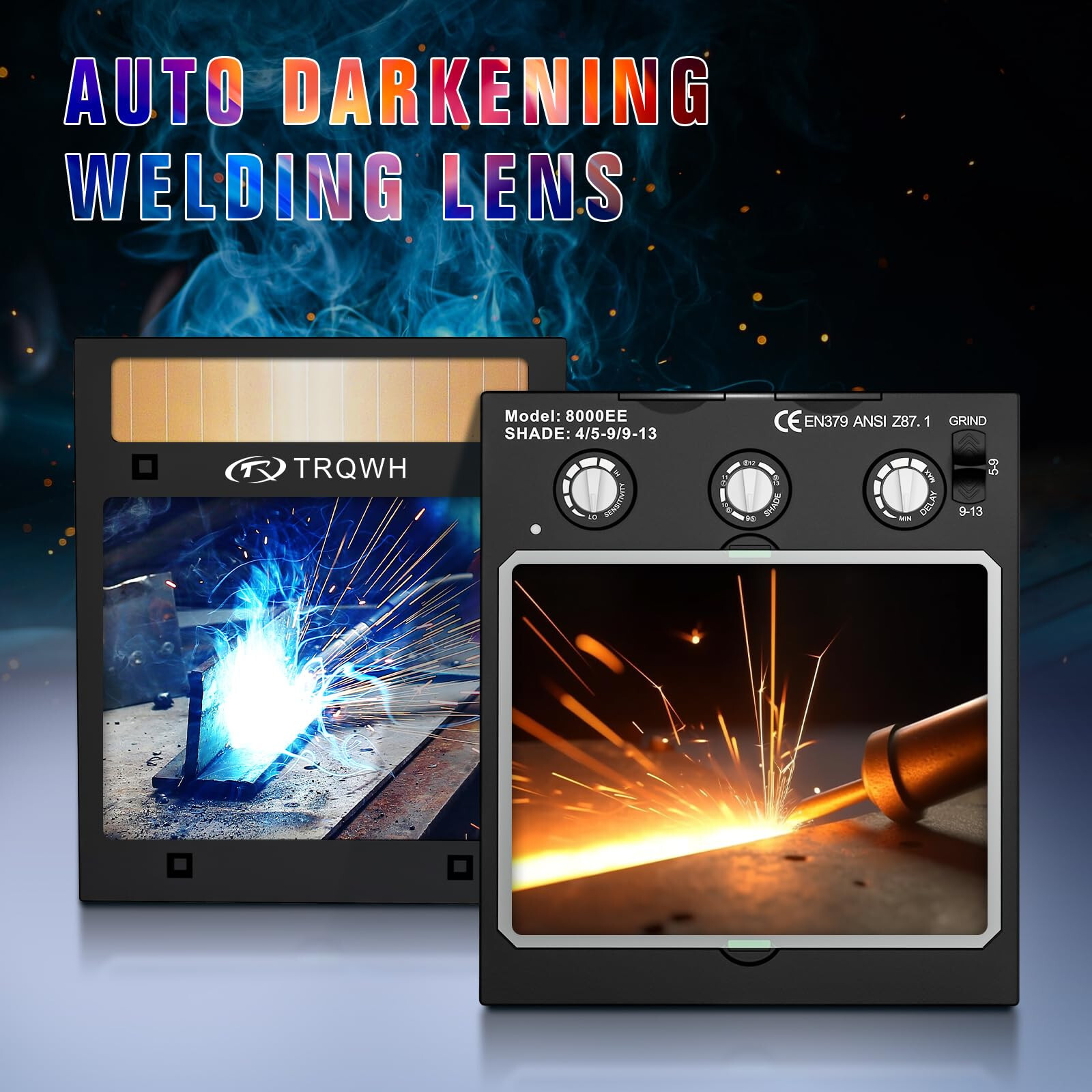 TRQWH True Color Auto Darkening Welding Lens 4 Arc Sensor Shade 4/5-13