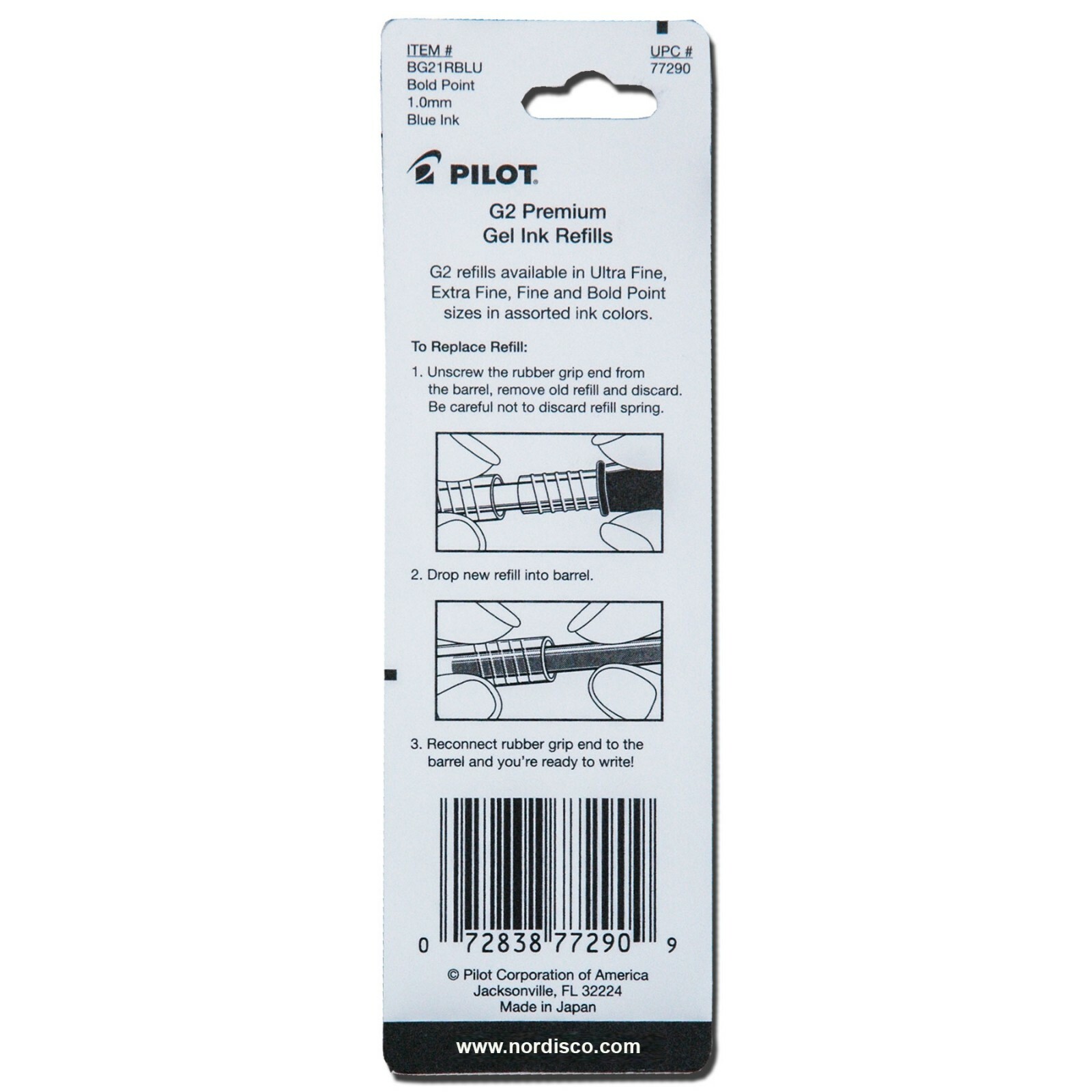 Pilot G2 10 Blue, 1.0mm Bold Point, Blue Gel Ink Rollerball Pens & Refills