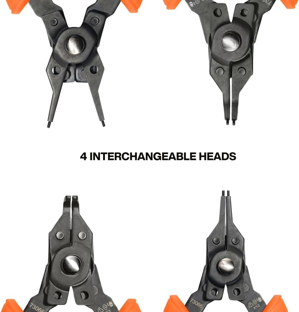 Klein Tools 73066 Convertible Snap Ring Pliers Set, 6-in-1 Internal External Cli