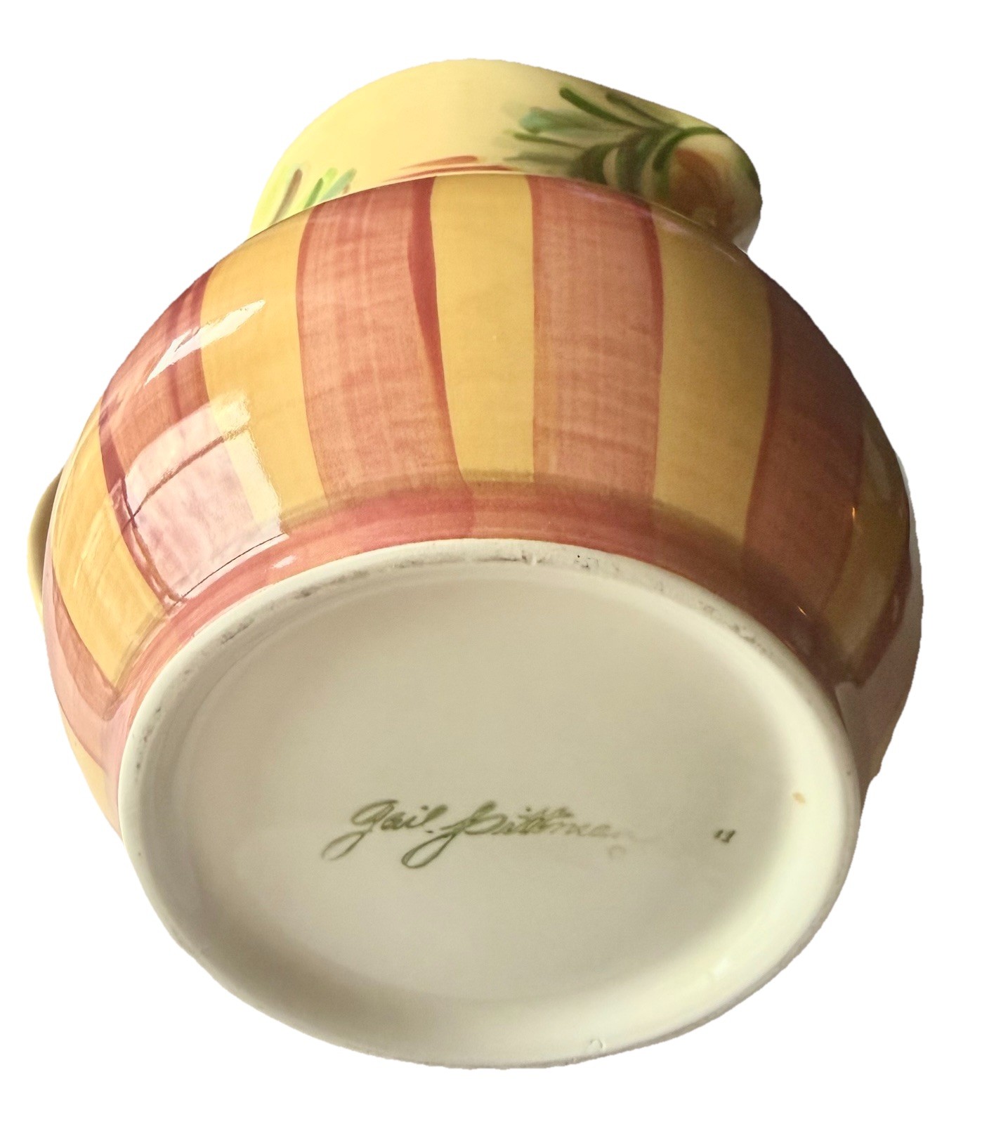 Gail Pittman Southern Living Siena 8”x8.5” Ceramic Pitcher Floral Striped 48 Oz.