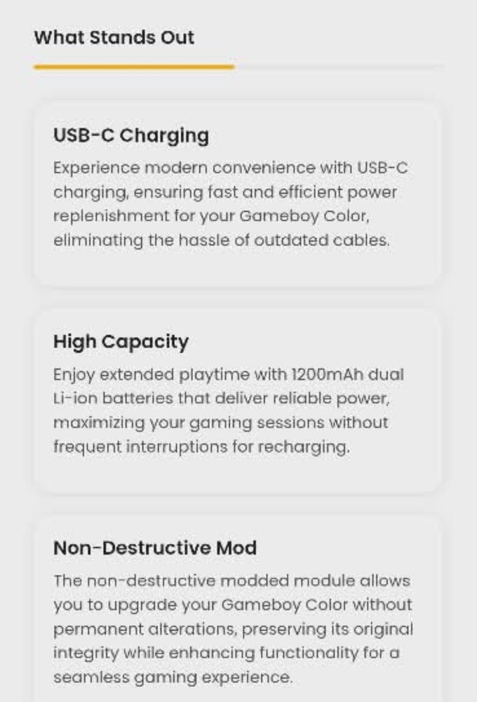 Gameboy Rechargeable Mod Kit Type C For Gameboy