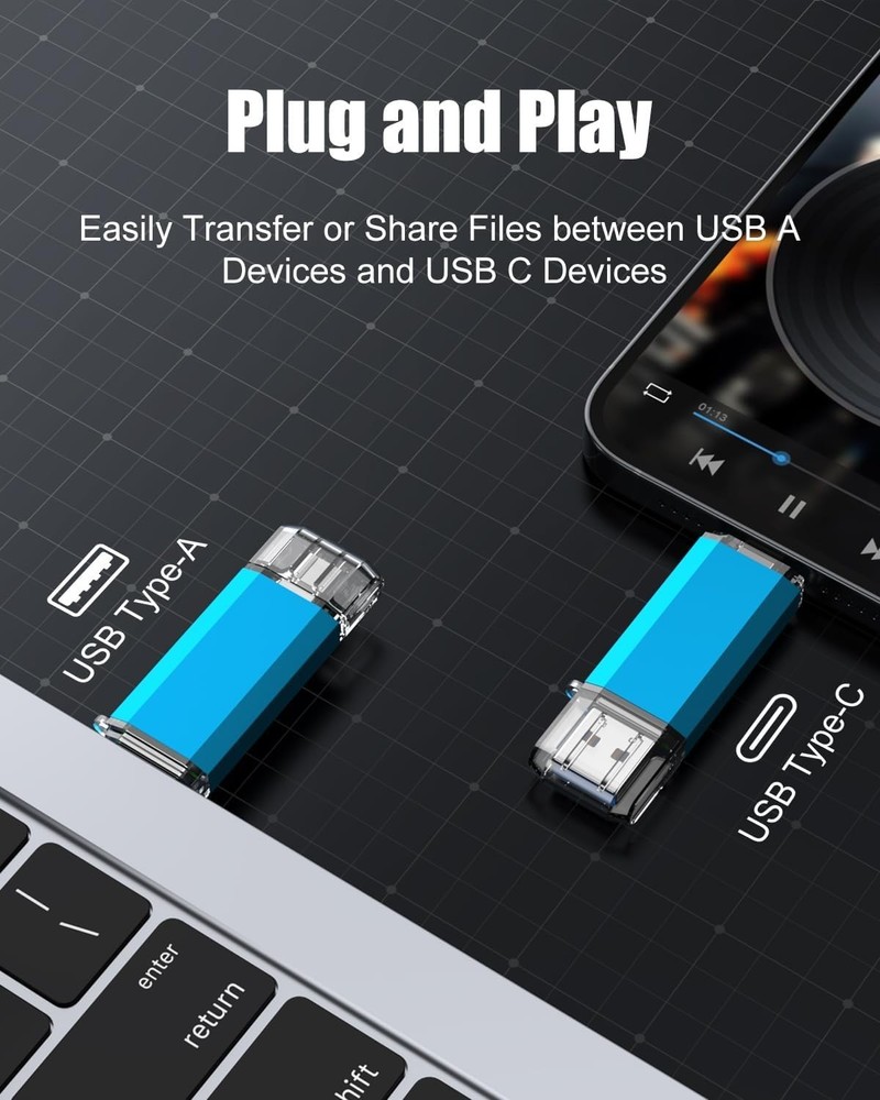 Versatile 128GB USB C Flash Drive - Streamlined Data Transfer for All Devices