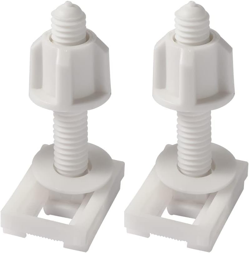 2 Pcs White Universal Plastic Toilet Seat Hinge Bolts, Screws Standard,