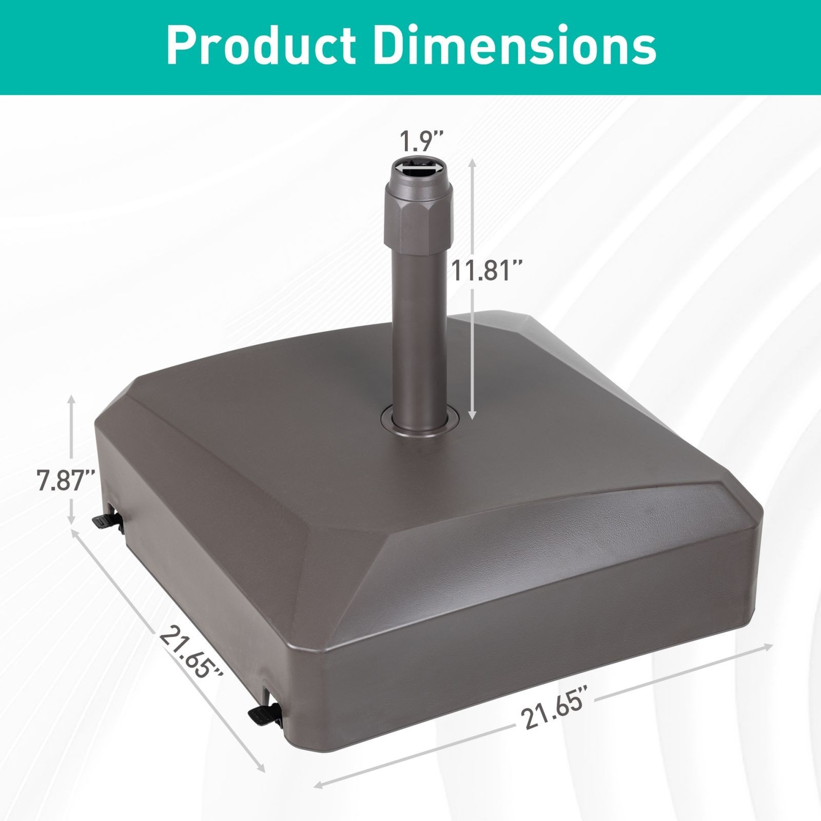 Patio Umbrella Base With Wheels Heavy Duty Fillable Market Umbrella Stand Brown