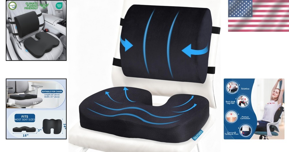Ergonomic Seat Cushion & Lumbar Support Set