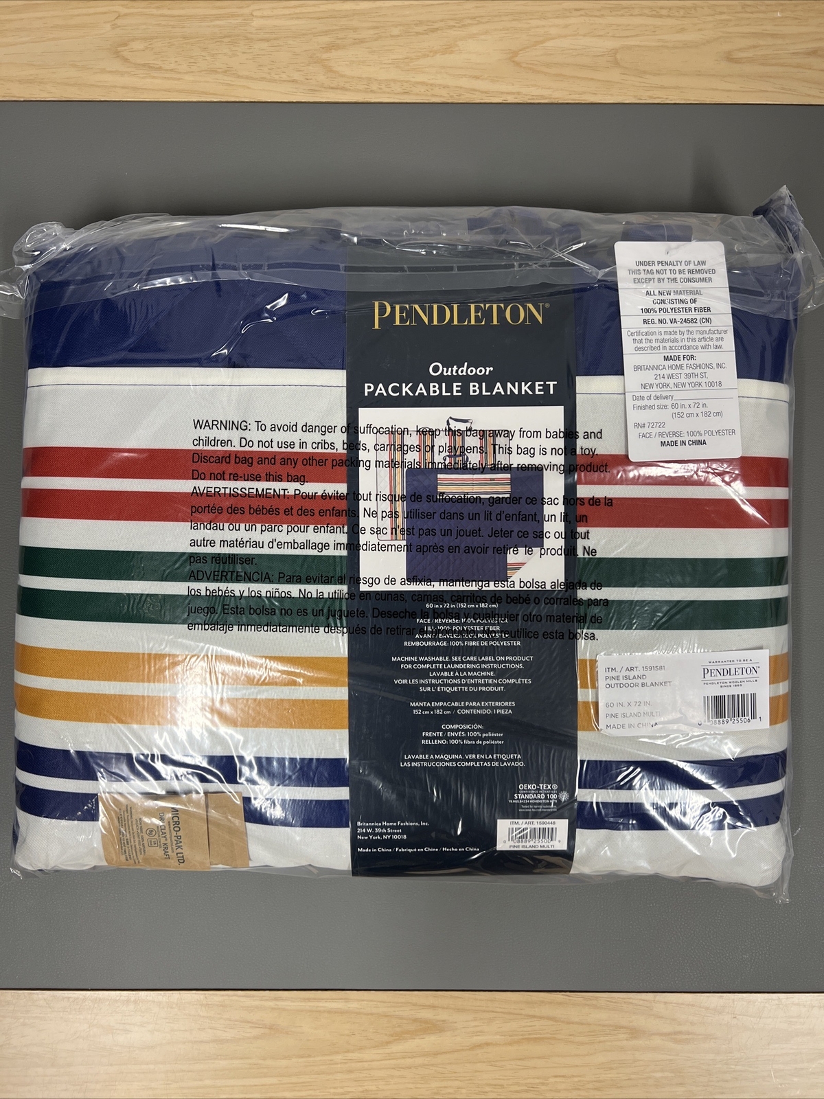 Pendleton Outdoor Packable Blanket 60” x 72” Picnic Camping Beach Tailgating