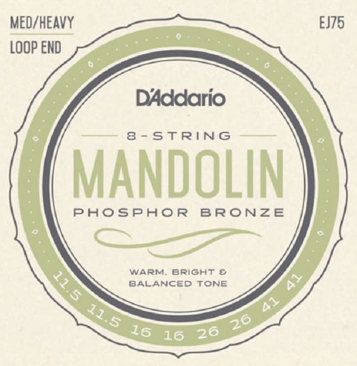 D'Addario EJ75 Mandolin Strings Phosphor Bronze Medium Heavy 11.5