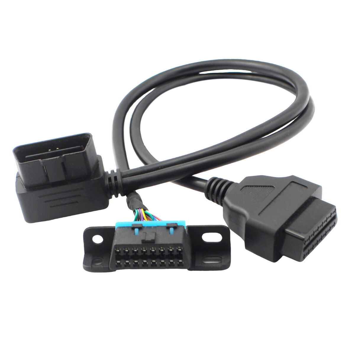 Right Angle OBD2 Splitter Y Cable Underdash Mount Bracket for GPS Tracker Device