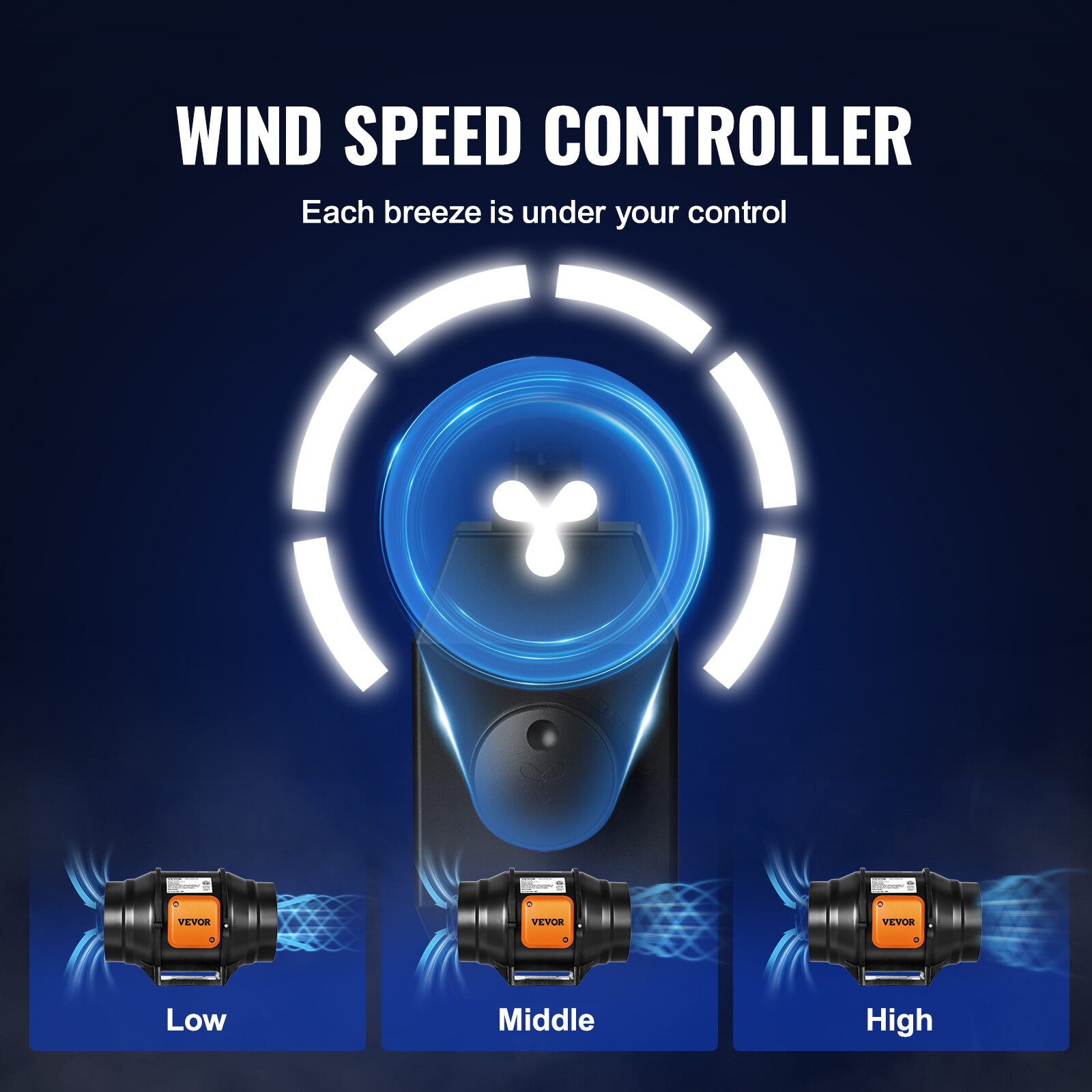 VEVOR 6 Inch Inline Duct Fan HVAC Exhaust Blower Kit, Variable Speed