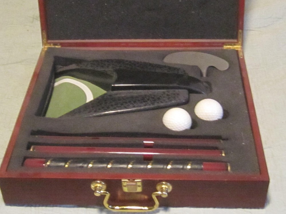 Golf Putter Practice Kit with Electronic Ball Return, 2 Balls & Wooden Case