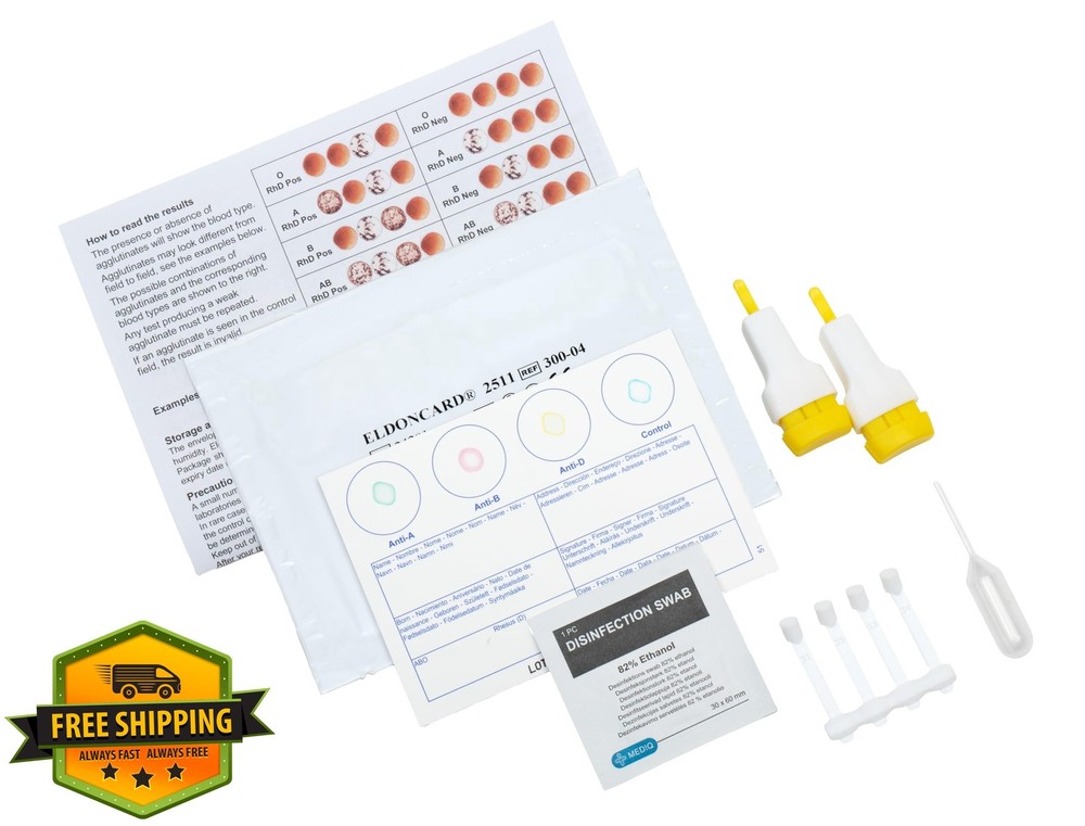 Eldoncard Blood Typing Kit 5 Test Pack Home Testing A B O Rh