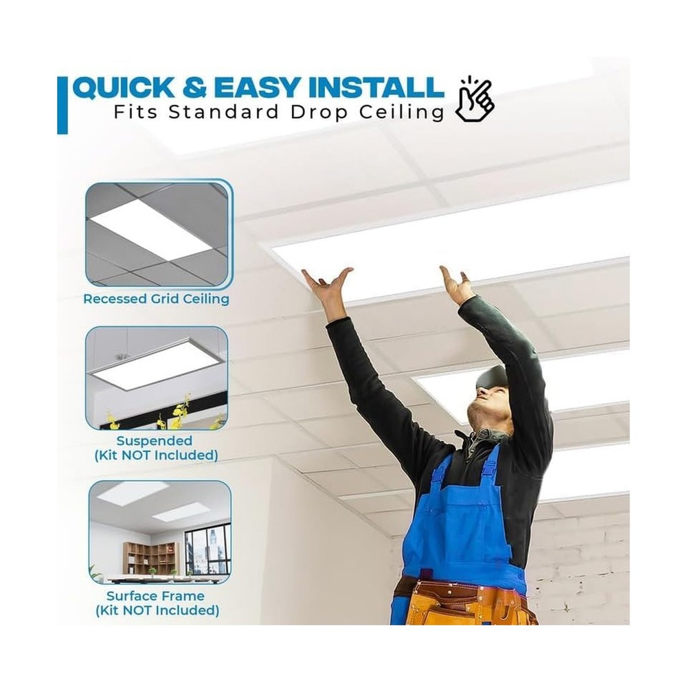 2 Pack 2x4 LED Flat Panel Light for Drop Ceiling, 9360lm Selectable 30W/40W/5...