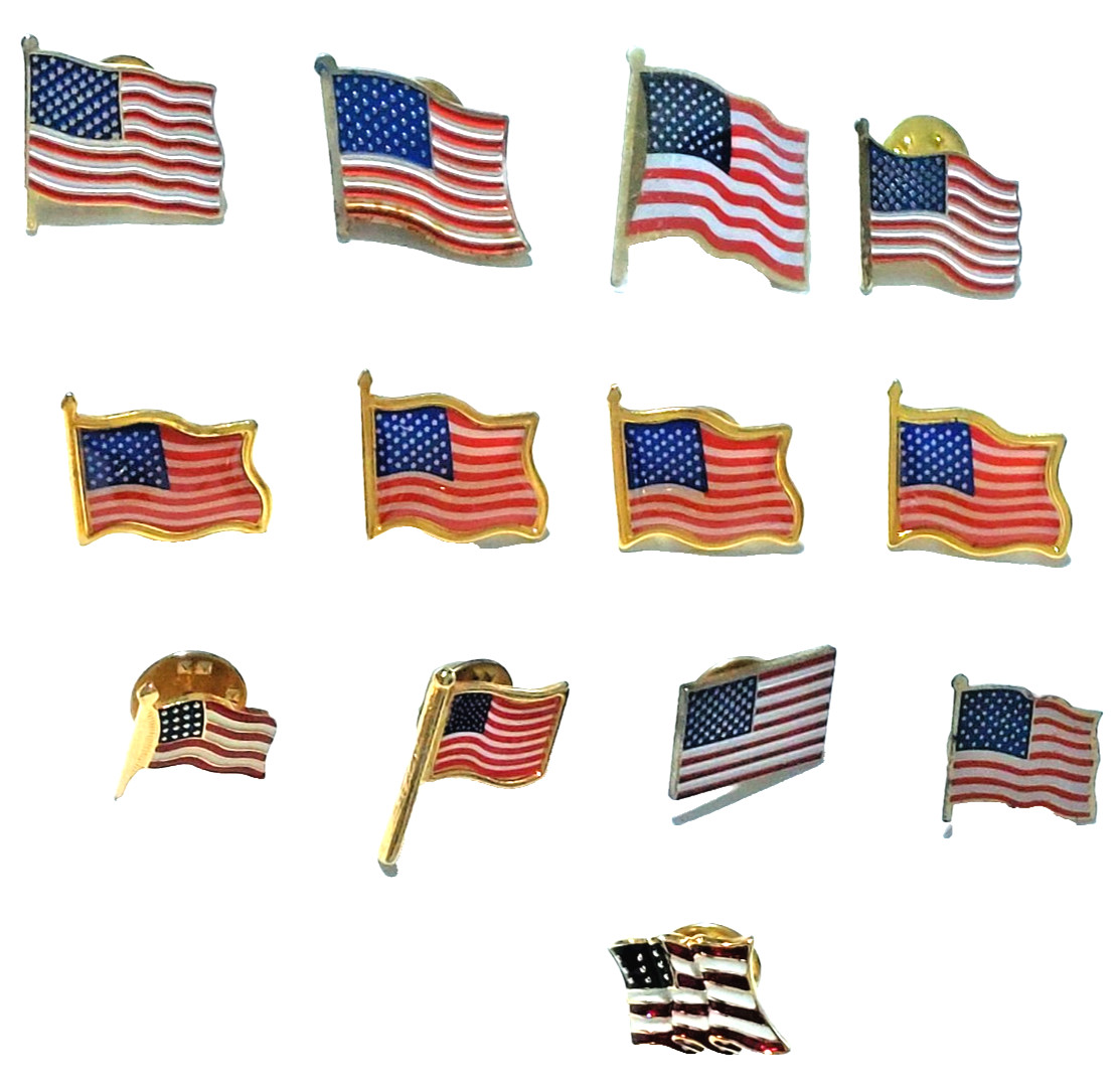 United States Flags Lot of 13 Lapel Pins