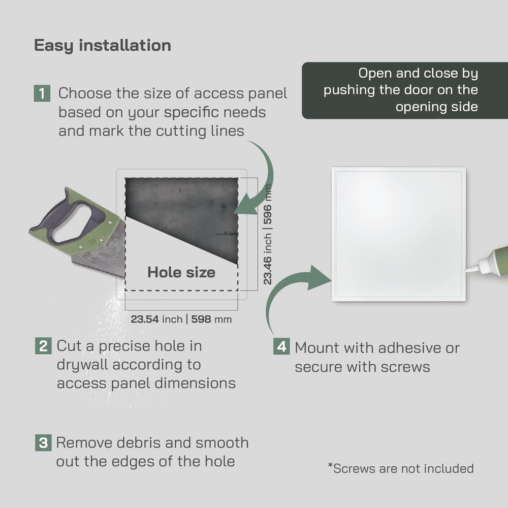 24'' x 24'' Inch White Metal Access Panel with Click Function - Easy Access D...