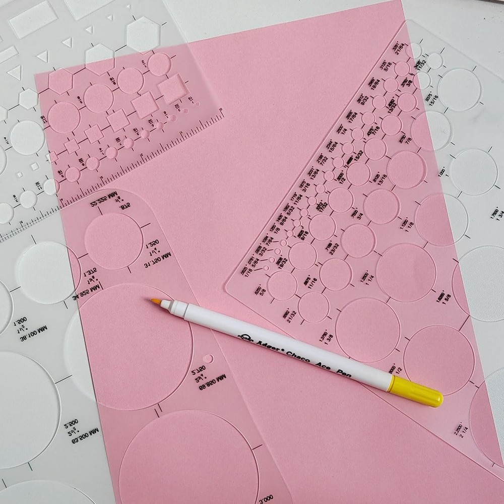 Circle Templates for Drawing - 3 Pack Drafting Stencils Measuring Tools Circl...