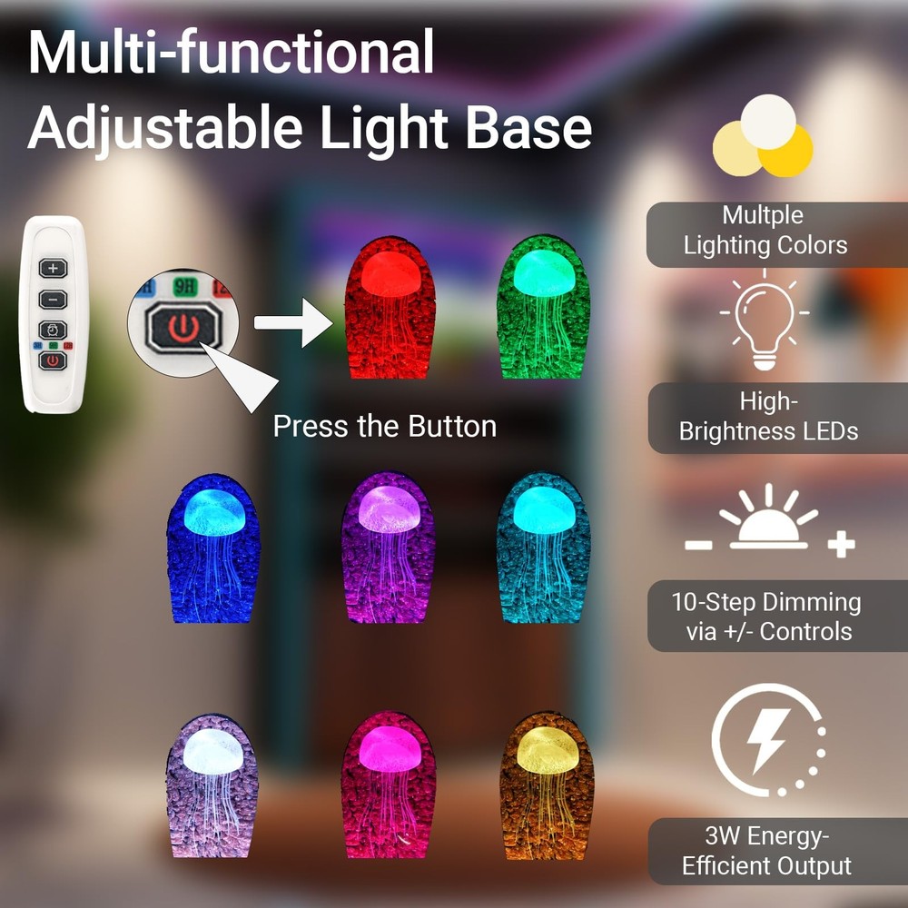 LED Light Base with Timer for Crystal Art Display,MultiColor Lighting,4 Inch ...