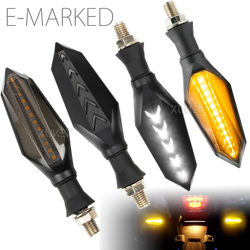 4X Motorcycle Sequential LED Turn Signal Blinker Light Indicator Amber Universal