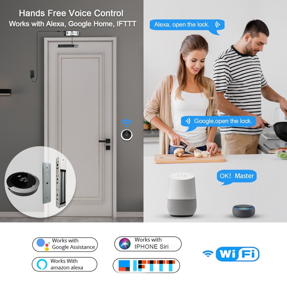 WiFi Access Control Magnetic Lock System with Round Touchless Button and Bracket