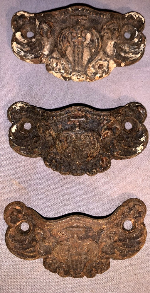 Great Set 6 Antique Cast Iron Bin Cabinet Pulls