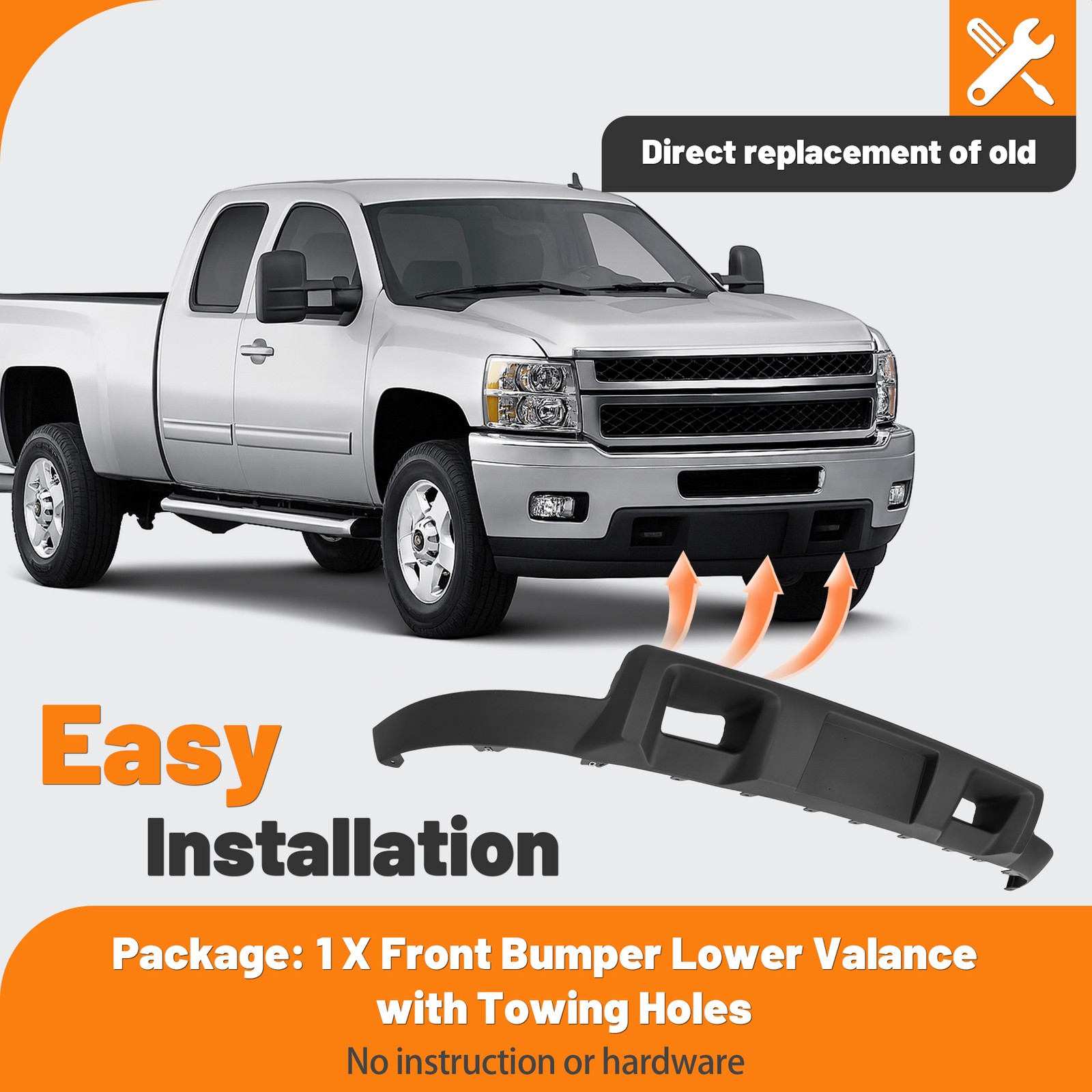 Front Bumper Valance Air Deflector For Chevy Silverado 2500HD 3500HD 2011-2014
