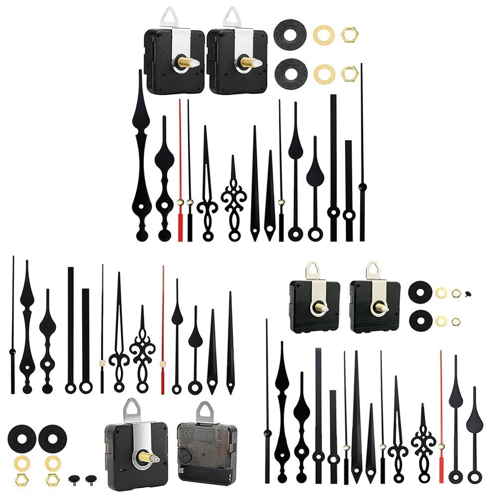 Silent DIY 2PCS Sweep Second Wall Clock Movement 5PCS Metal Pointer Set
