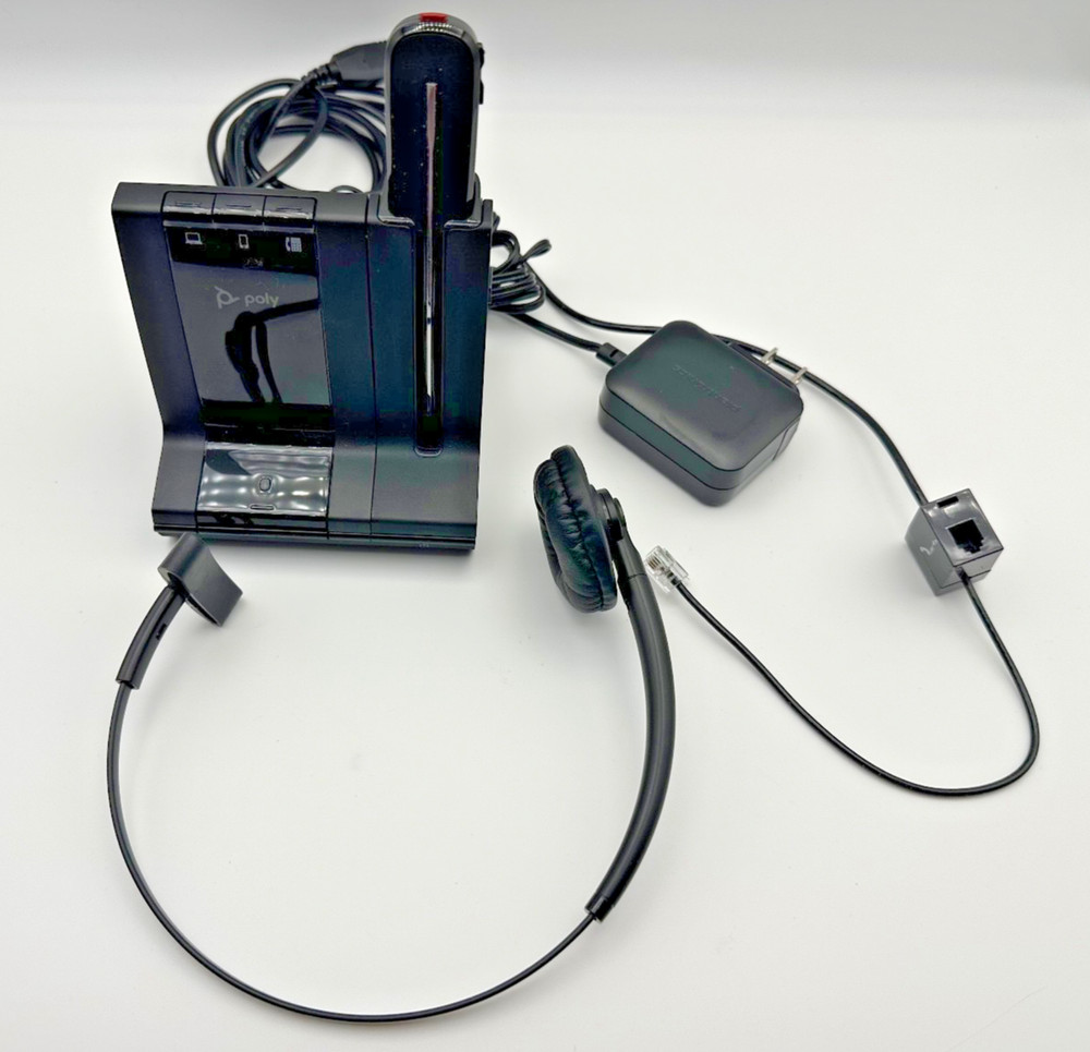Plantronics POLY W8200B Wireless Headset & Charging base DECT + Adapters